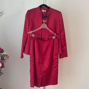 Kasper Red Blazer and Skirt Set